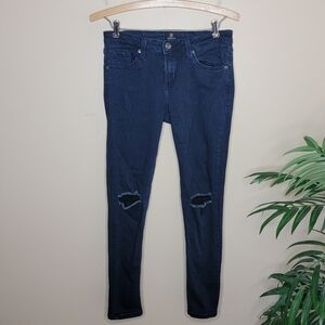 Just Black | Dark Wash Ripped Knee Denim Skinny Jeans size 28